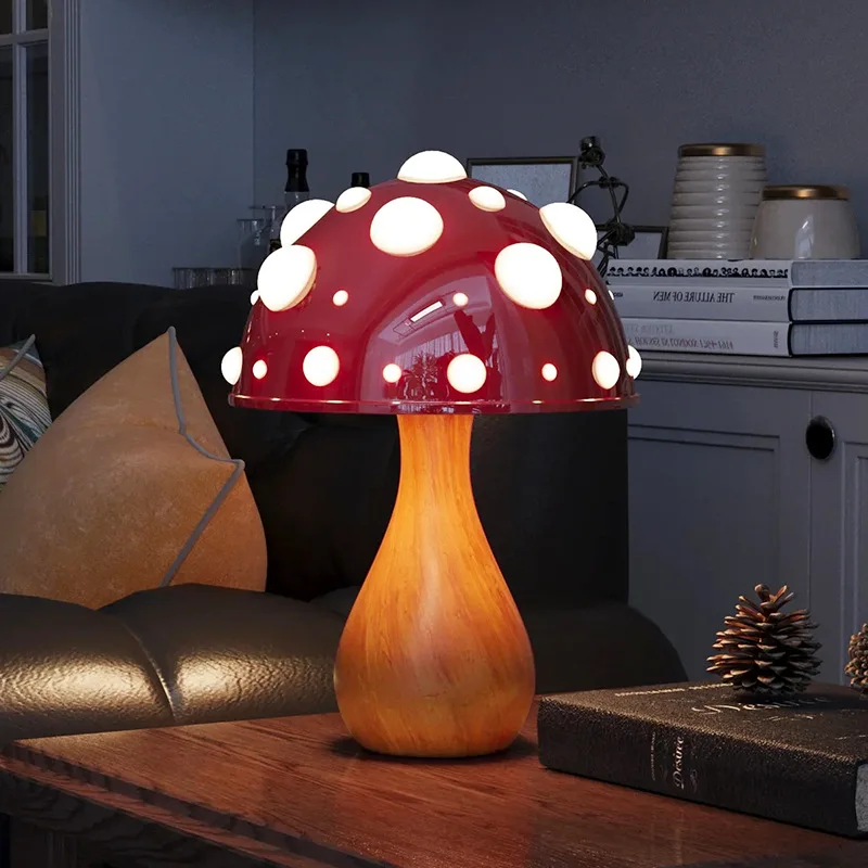 Amanita Mushroom Lamp with LED Tricolored Bulb AC or USB Warm Light ...