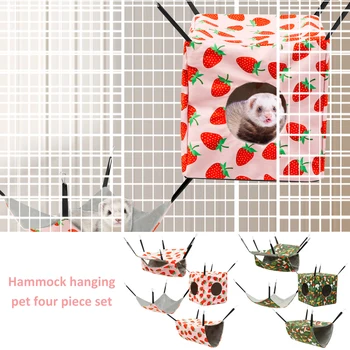 4 pezzi set di amaca per criceti set di amaca per ratti furetto in poliestere morbido e confortevole letto nascosto per porcellini d'India sospeso forniture per piccoli animali domestici