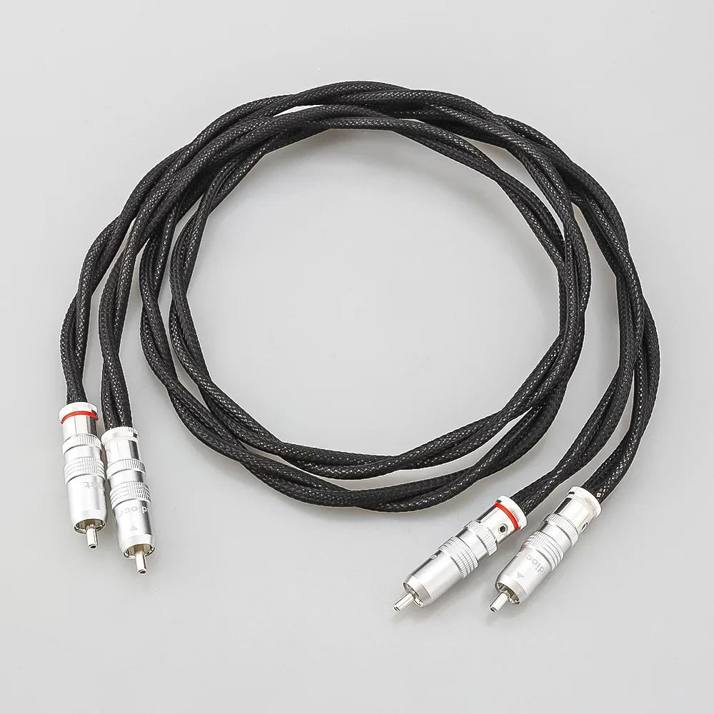 

HI-End Silver Plated 2Core Twist RCA Interconnect Cable PEFT Phono RCA Cables 1m Pair HIFI