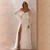 Charming Wedding Dresses Glamorous Bridal Gowns Lace Appliques Long Chiffon Puff Sleeves Robes Vestidos De Novia 2025 Customized 1