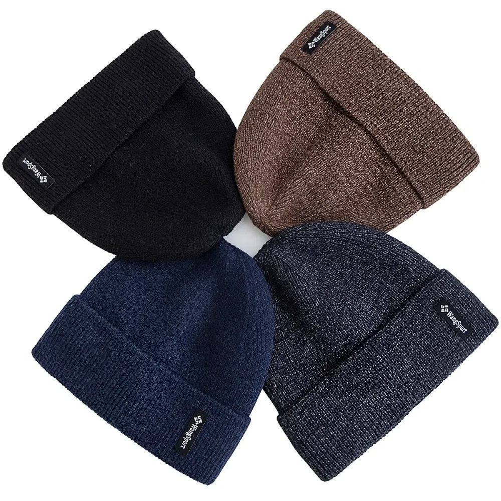New Unisex Warm Winter Hats Fashion Plush Fur Lined Soft Beanie Cap WangSports Letter Sports Knitted Hats For Men Women