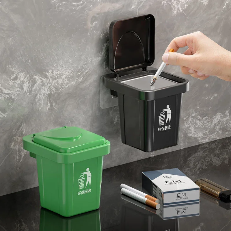 portable ashtray Ashtray with Lid Stainless Steel Bathroom Wall Hanging Notch Anti-fly Ash