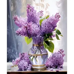 Elegant Floral Landscape Acrylic Art Set - Hand - Painted Wall Decor Gift Package - 60x75cm diy frame (Burgundy)