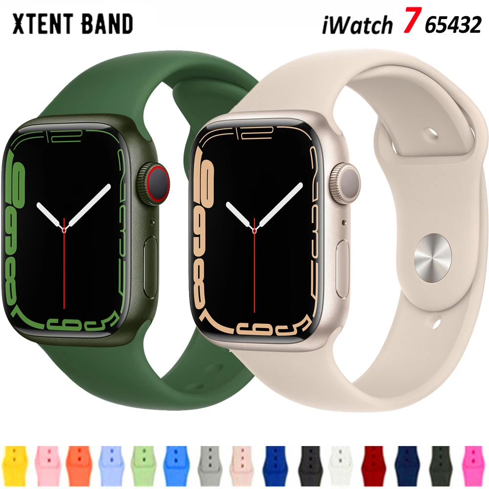Silicone Strap For Apple Watch Band 44mm 41mm 45mm 40mm 38mm Smart Watch Sports Rubber Bracelet iWatch 6  Serie 7 SE Watchband