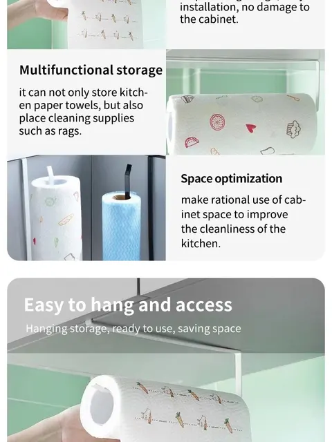 Porta Rotolo Carta Da Cucina Adesivo - Senza Foratura, Per Cucina E Bagno - Foto 2