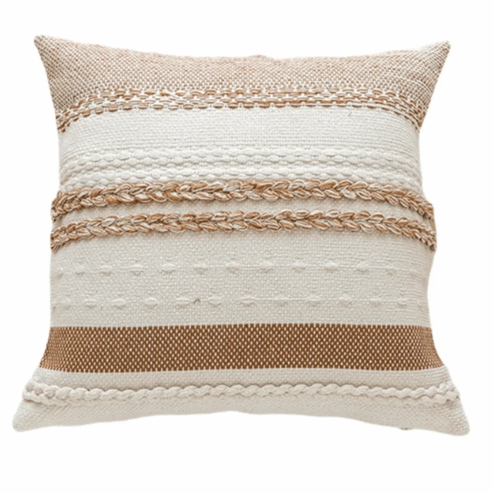 Boho Striped Textured Decorative Throw Pillow Covers - 18x18 Inch