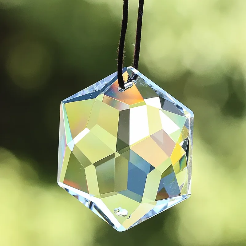 48MM Laser Faceted Prism Hexagram Star of David Metatron Clear Glass Crystal Chandelier Curtain Dangle Rainbow Sun Catcher Decor crystal sun catcher chandelier crystal drops