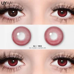 Vibrant Red Anime Cosplay Contact Lenses for Halloween Makeup - Yearly Wear (K4 Red)