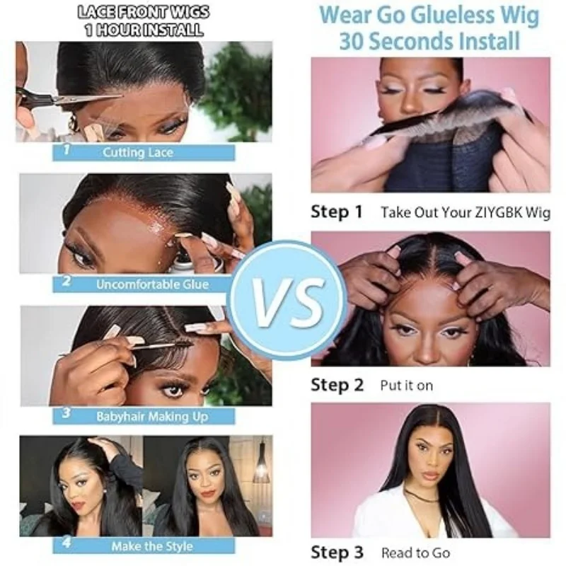 40 inch Glueless straight wigs 5x5 Pre-Cut HD Lace wigs human hair 220 density wear and go Brailian human hair wigs for women