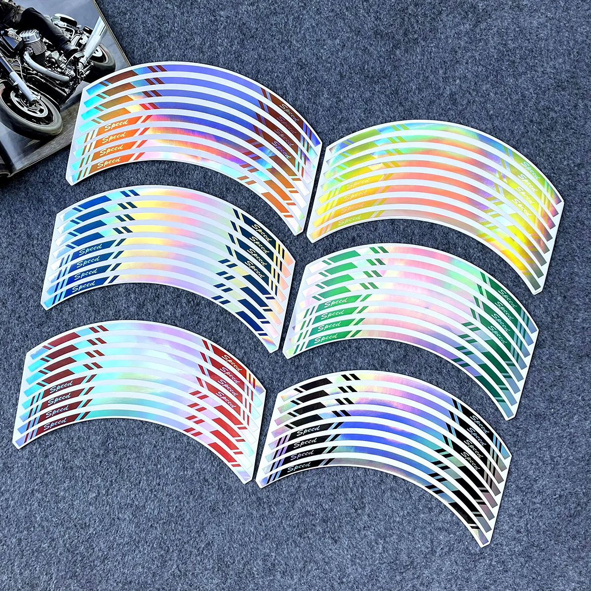 Vibrant Rainbow Wheel Stickers - 17 Rim Tape for Car and Motorcycle Styling
