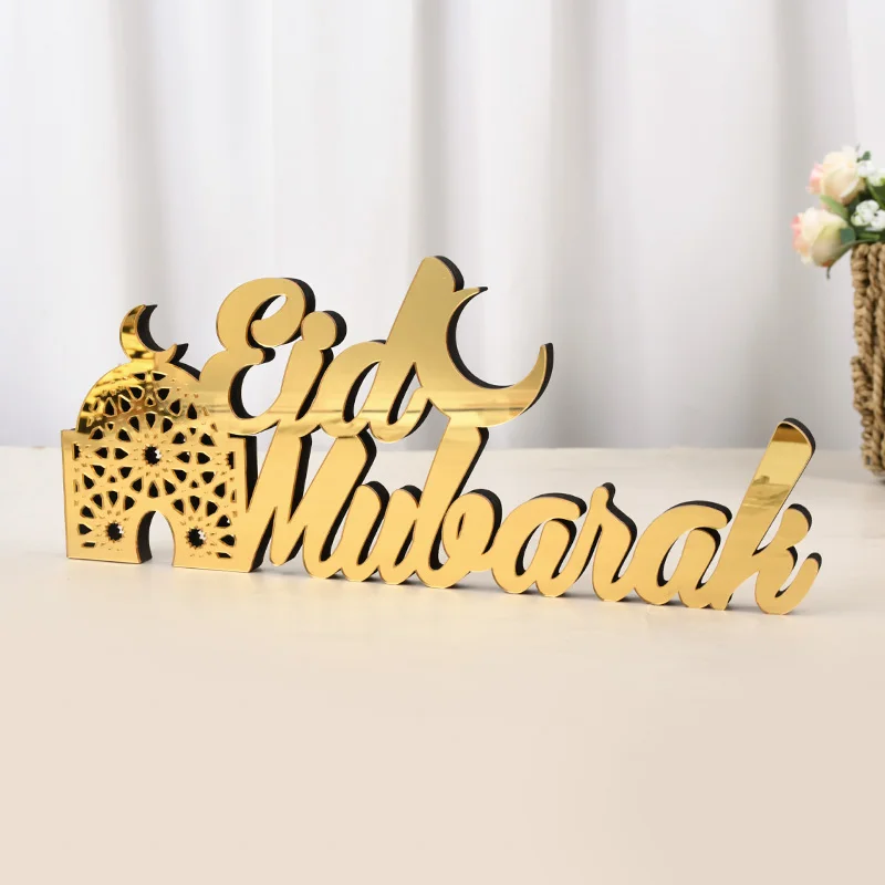 Eid Mubarak Acrylic Ornament Ramadan Mubarak Home Table Decoration Wooden Sign 2025 Islamic Muslim Party Decor Eid Al Adha Gift