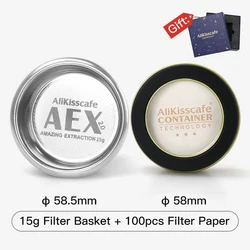 Precision Coffee Filter Basket with Puck Screen for Espresso Machines and Barista Accessories (Set Of 58MM 15g)
