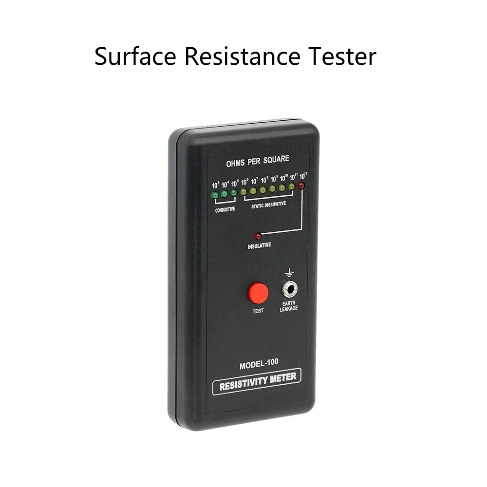 

MODEL-100 Resistivity Meter Electrostatic Static ESD Surface Resistance Tester Ohm Meter Impedance Tester With Alligator Clips