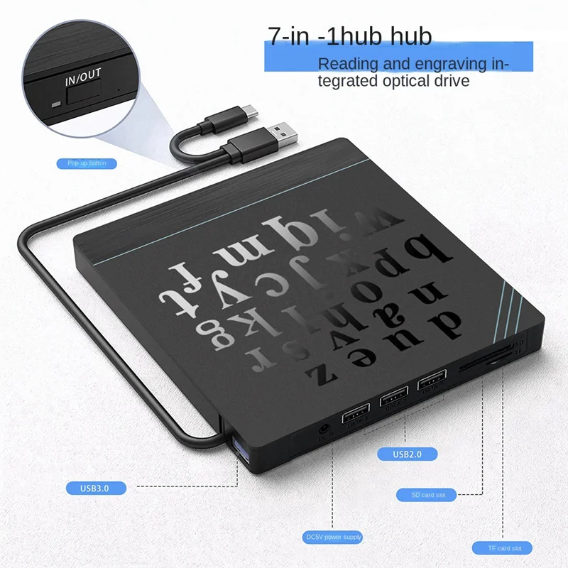 External DVD Optical Drive Laptop Desktop Universal Multifunction CD Burner USB3.0 External Optical Drive Player Durable