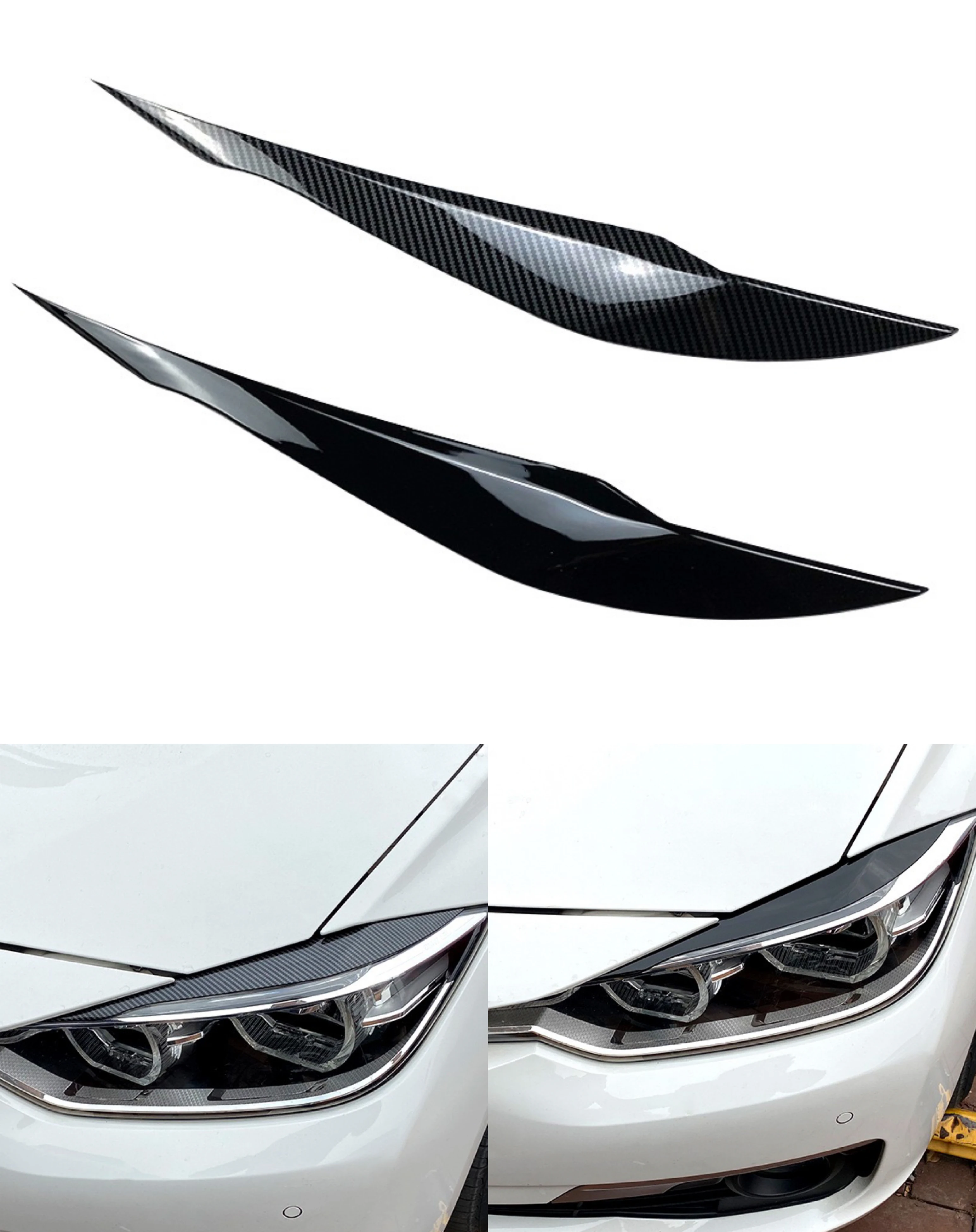 

Eyebrows For BMW 3 Series F30 Sedan F31 Wagon 2011-2018 Car Headlight Eyelids Lids ABS Plastic Accessories 2pcs Gloss Black