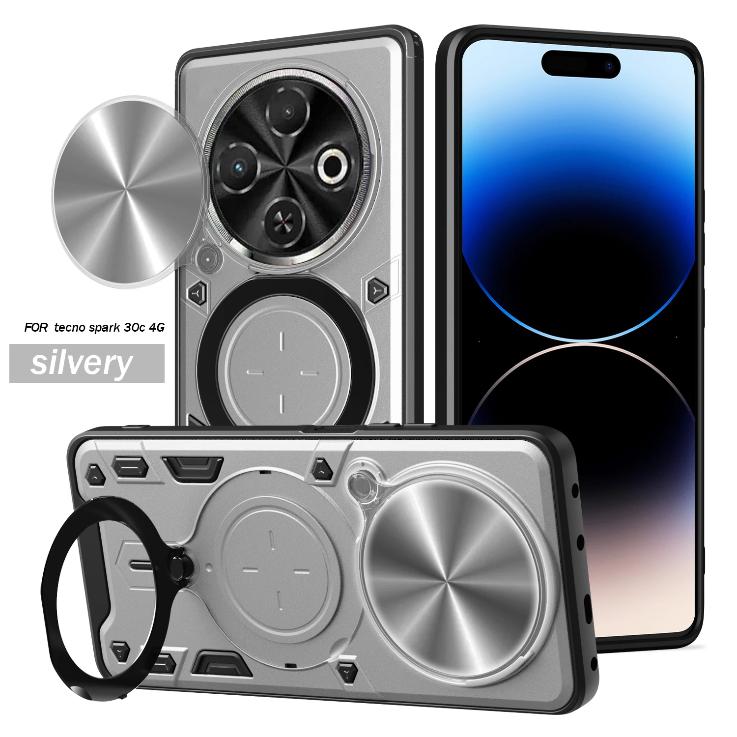 Heavy Duty Rugged Armor Phone Case with Magnetic Bracket and Slide Camera Protection Cover