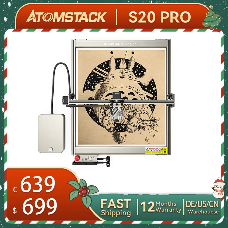 

ATOMSTACK S20 X20 A20 Pro 130W Laser Engraver Machine 410*400mm Fixed-Focus Offline Engraving Stainless stee Acrylic CNC Printer