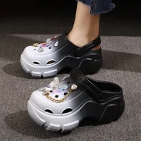 Adorable Gradient Color Hole Shoe Women's Summer Hot Sale Of The Season New Thick Bottom Heightening Headed Sandals Comfortable