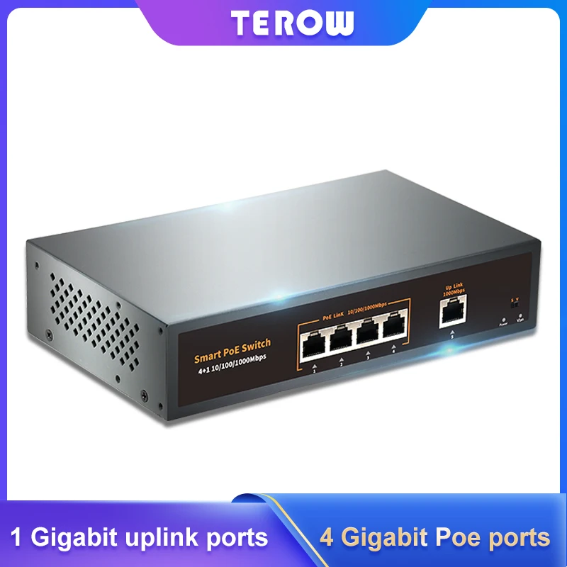 

5-портовый Ethernet коммутатор POE, 52 в, VLAN 100 Мбит/с, IEEE 802,3 Af/at, стандартный сетевой коммутатор для IP-камеры видеонаблюдения, беспроводной AP 250m