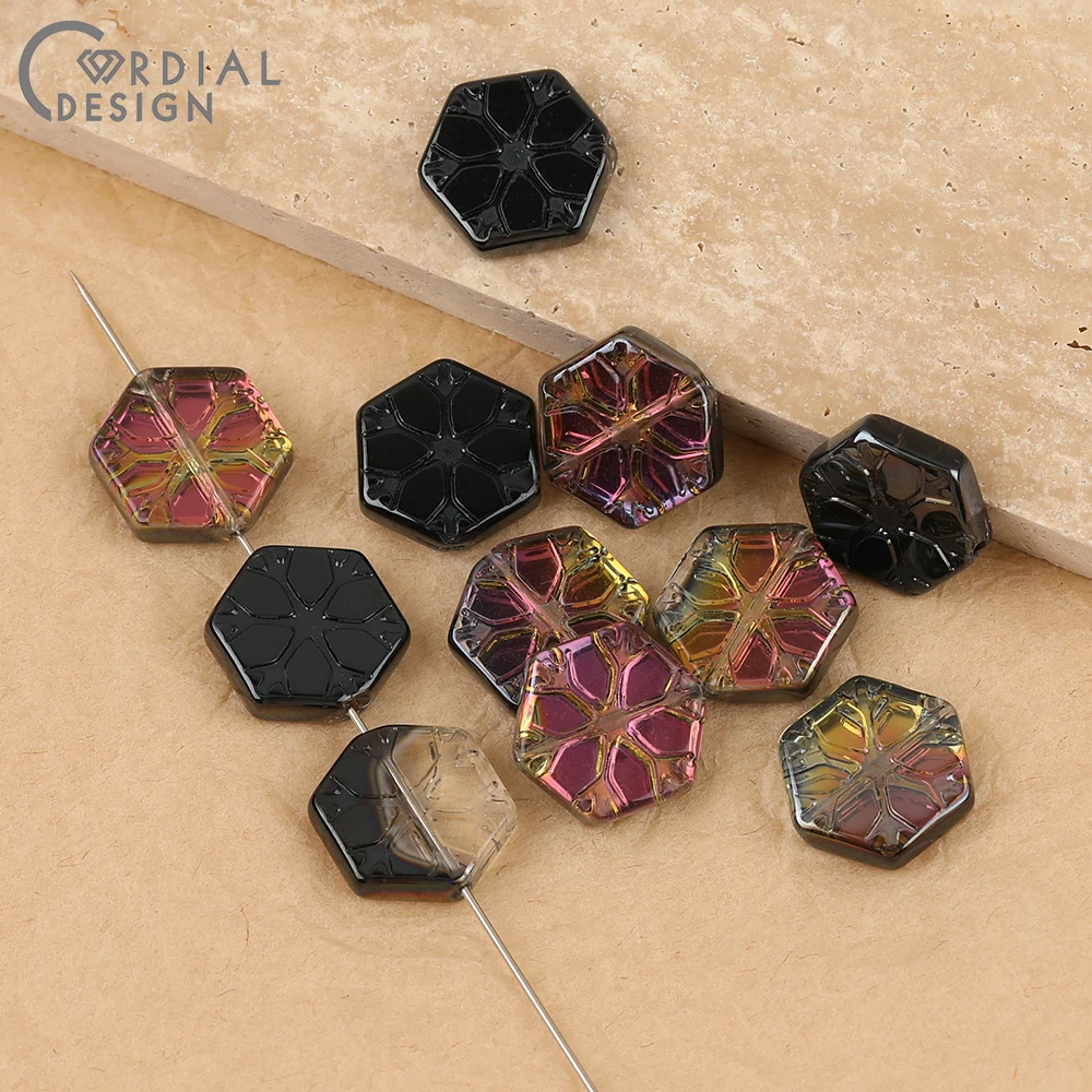 Cordial Design 15*16MM 200pcs Aurora Effect/DIY Glass Bead/Carving Effect/Hand Made/Geometry Shape/Jewelry Findings & Components - cordial