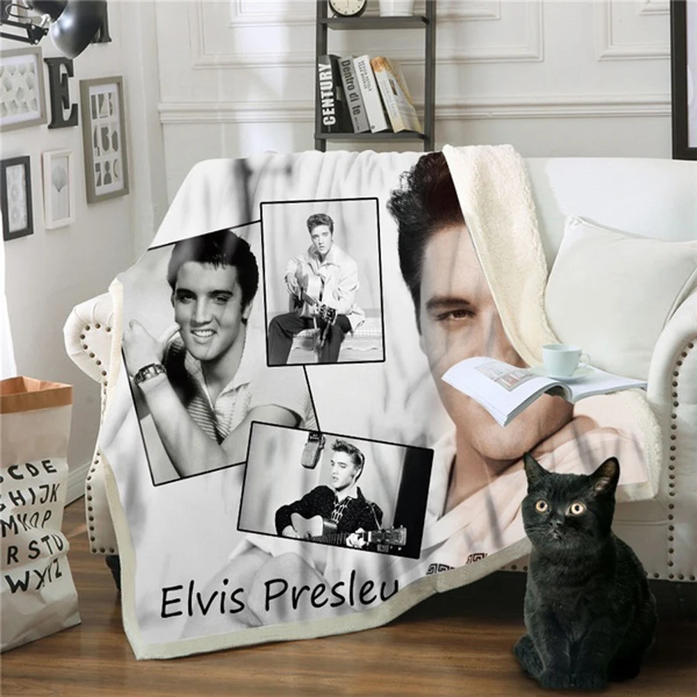 

Elvis Presley 3D Printed Blanket for Beds Hiking Picnic Thick Quilt Fashionable Bedspread Fleece Throw Blanket style-2