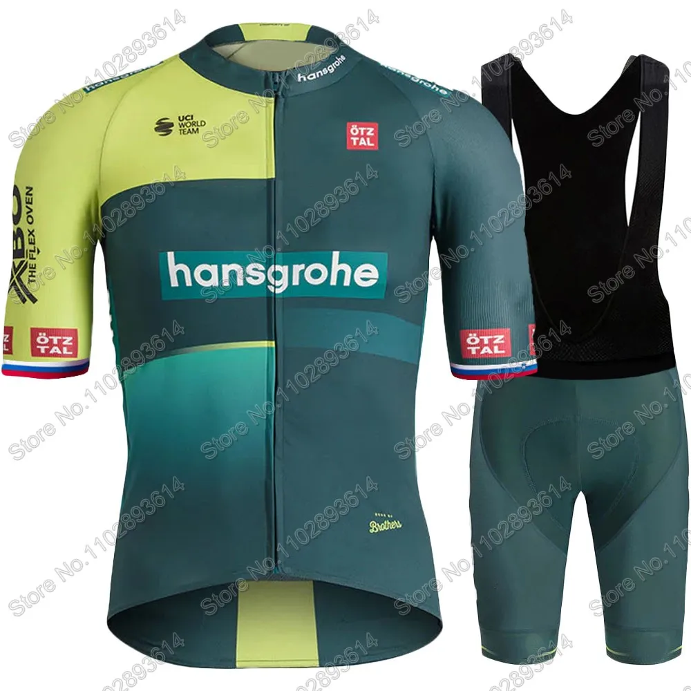 Boraful Hansgrohe Team Primoze Roglich 사이클링 저지 세트, 슬로베니아 의류, 로드 바이크 셔츠, 세트 자전거 턱받이 반바지, MTB 웨어, 2024