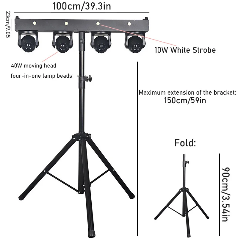 1pcs DJ Light Strip Bracket 4x40w RGBW White Strobe Light Disco Independent Cont