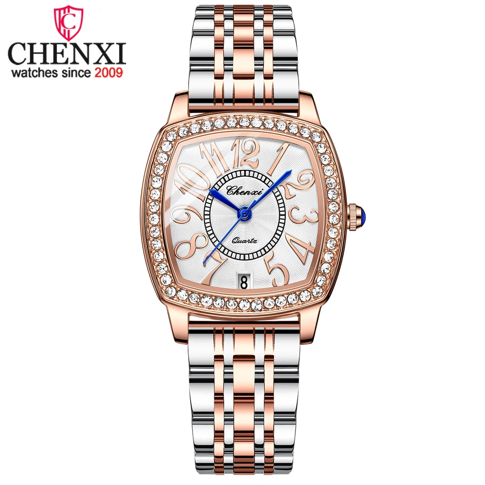 

CHENXI Fashion Ladies RoseGold Watches Top Brand Luxury Diamond Women Watch Stainless Steel Quartz Waterproof Wristwatch