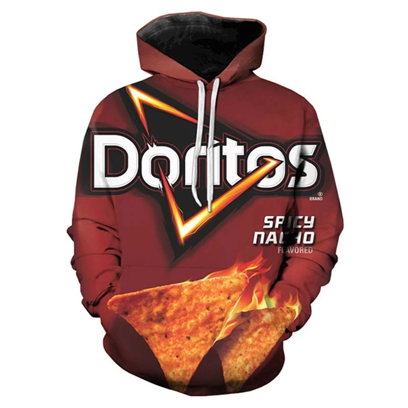 Sudadera con capucha con estampado 3D de patatas fritas para hombre, nueva sudadera para correr al aire libre, sudadera deportiva, sudadera informal de moda para hombre