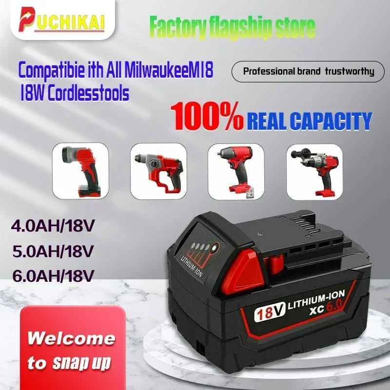 

Original 18V 18650 lithium-ion rechargeable battery suitable for Milwaukee M18 power tools 48-11-1815 48-11-1850 48-11-1860 Z50