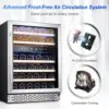 24 inch-46 Bottles Wine Cooler, Built-in Wine Fridge Under Counter or Freestanding Dual Zones, 5