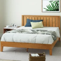 Deluxe Wood Platform Bed Frame with Headboard, Wood Slat Support, No Box Spring Needed, Easy Assembly, Rustic Pine, Twin 1