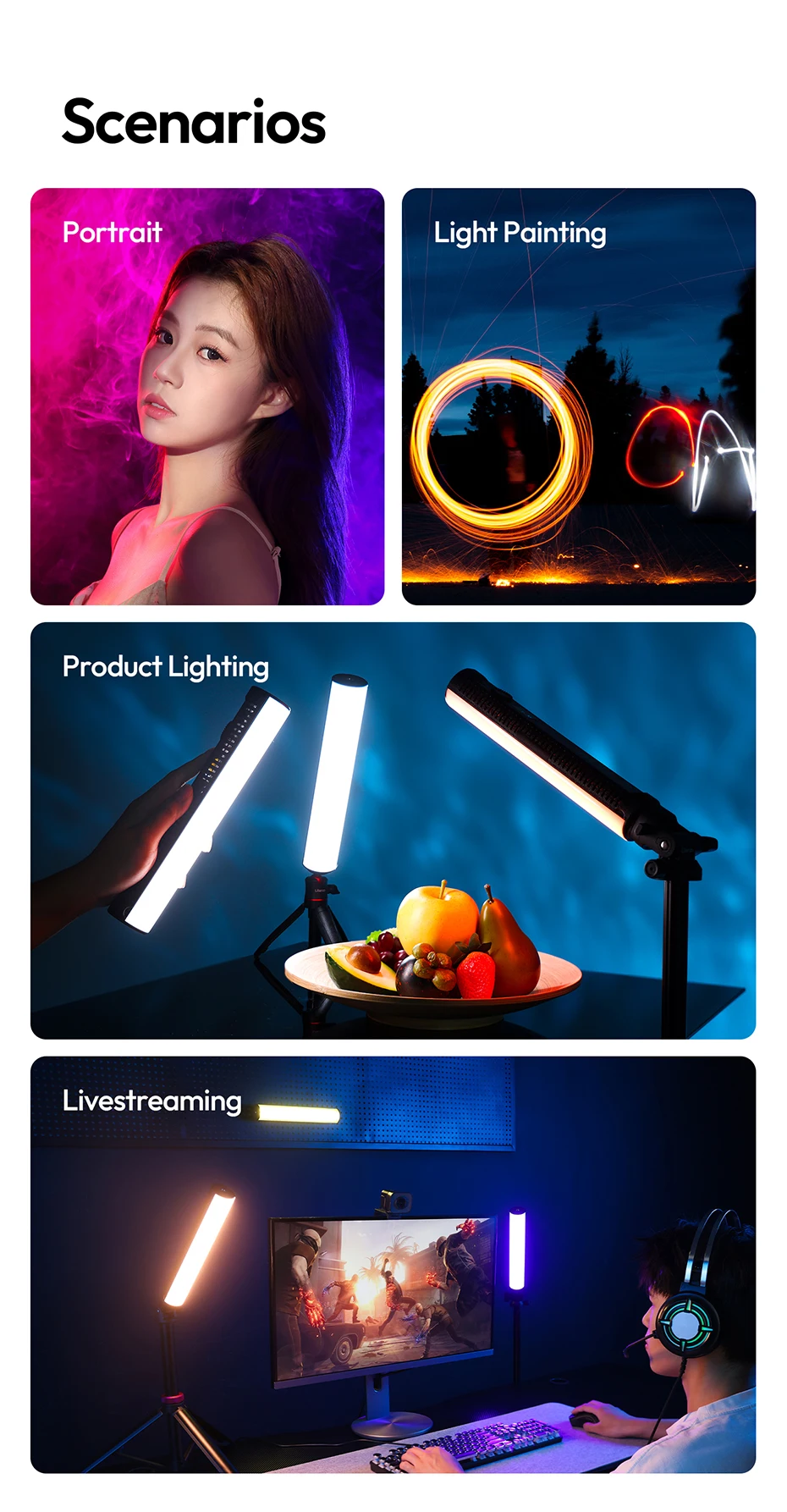 B15RGB 15W Magnetic Tube Light Handheld Led Stick Light 1800-9000K CCT 3300mAh f