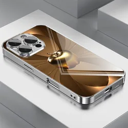 Metallic Elegance: Electroplated Tempered Glass Phone Case with Apple Pattern - iPhone 18 Pro (1)
