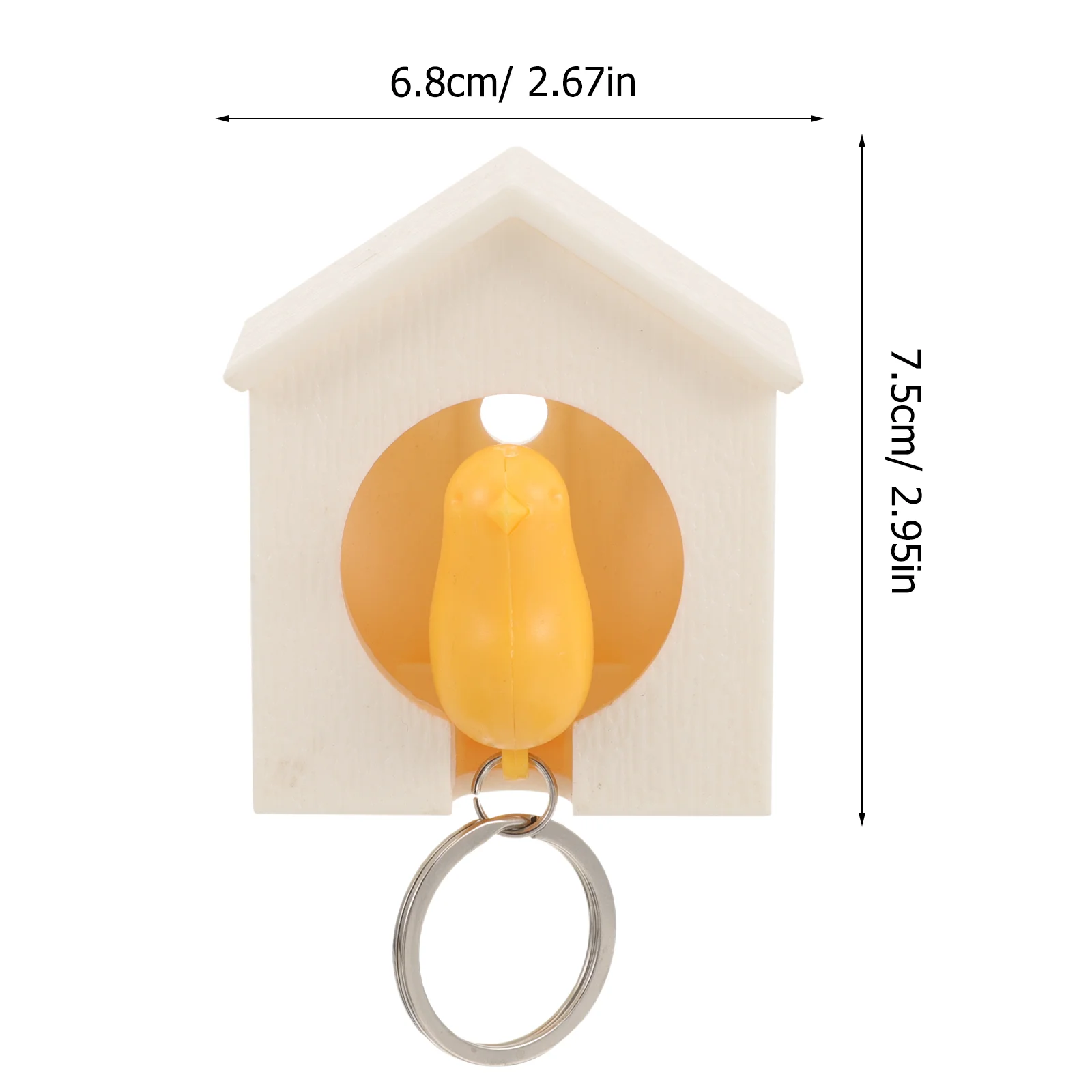 Birdhouse Key Ring - White House with Yellow Bird 5