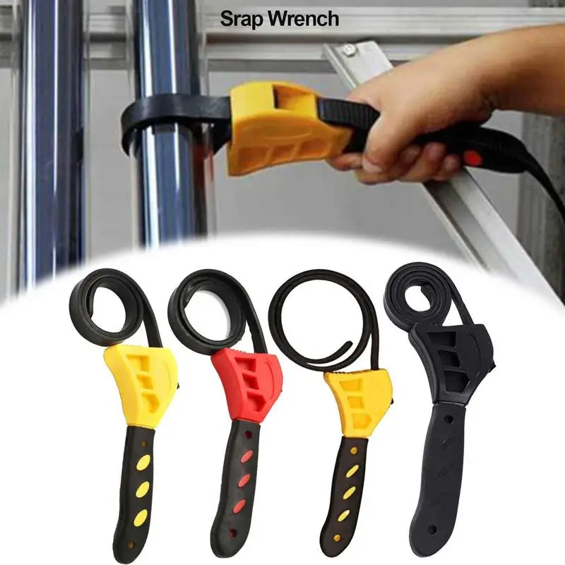 

Strap Wrench 2pcs Wrenchs Length Adjustable Oil Filter Wrench Reinforced Rubber Pipe Wrench Jar Opener for Mechanics Plumbers