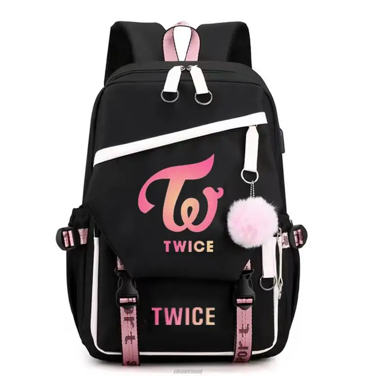Twice Women Men School Bag Oxford Waterproof Girls Boys Backpack