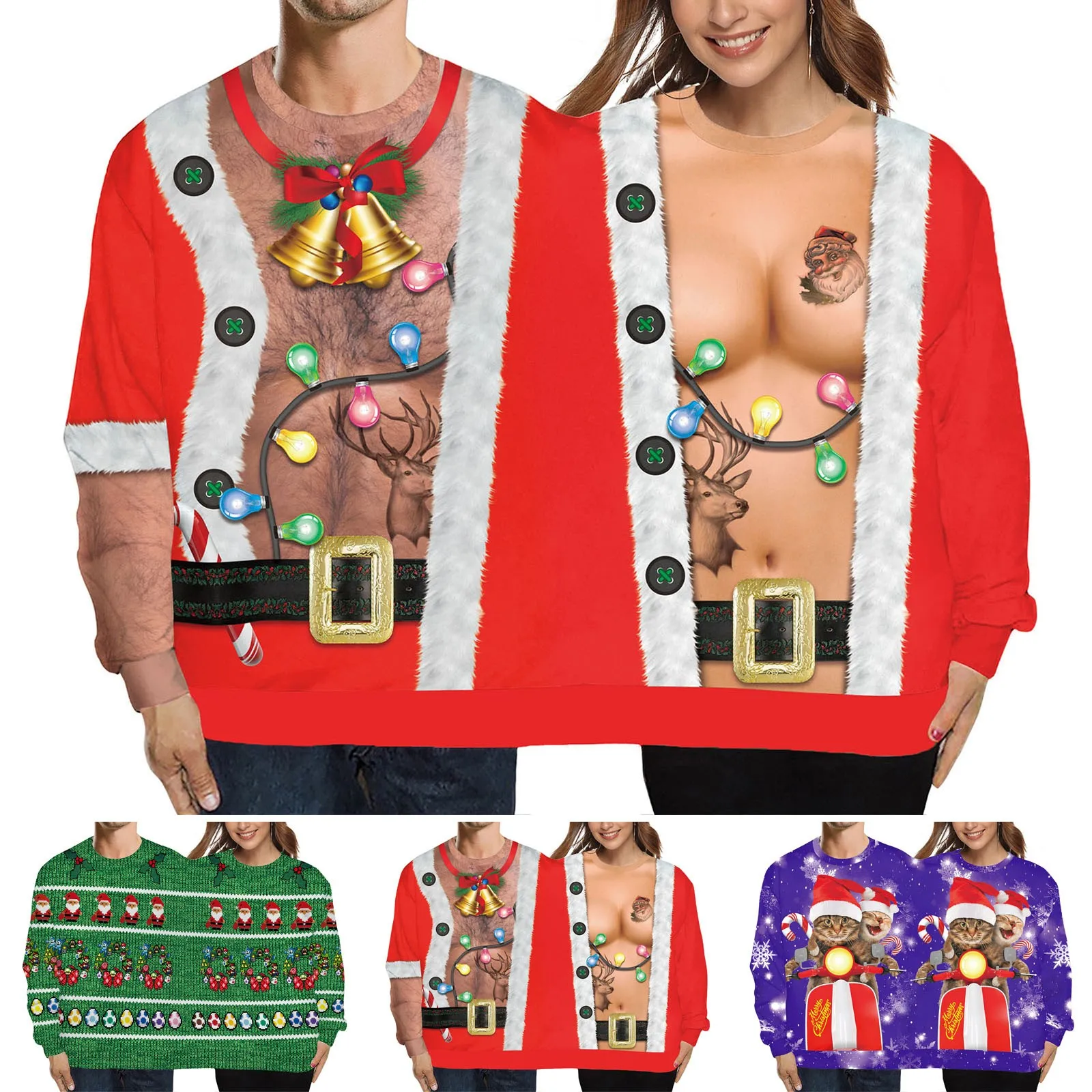

Men Women Casual Round Neck Top Shirt Long Sleeve Christmas Print Blouse Pullover Soft Warm Top Shirts Hoodies Women Petite