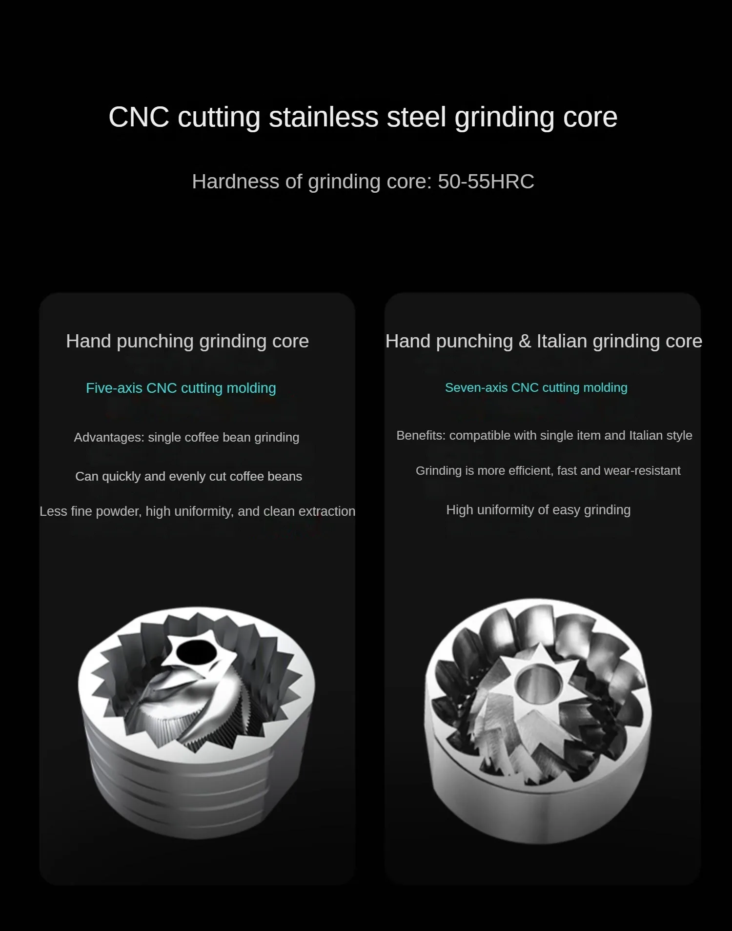 S6c74644b72244552854eb546c4d5da33c AIRFLOW Manual Coffee Grinder CNC Stainless Steel Double point central shaft fixed 5core/7core Hand Burr Coffee Bean Grinding