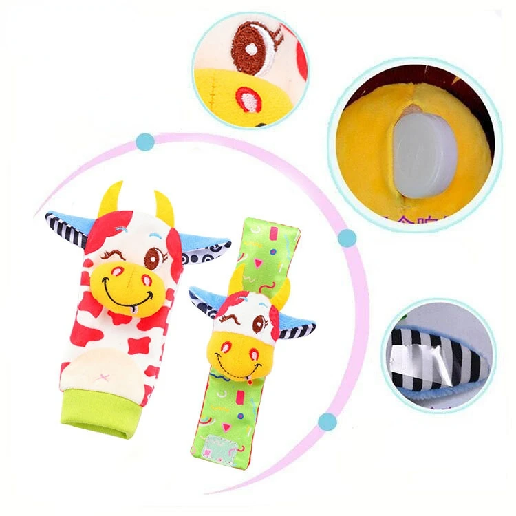 Set 4 Pièces Jouets Sensoriels Pour Bébé 0-12 Mois - Hochets Poignet & Chaussettes Avec Cloches - Stimulation Auditive Et Visuelle