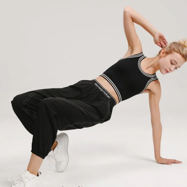 Autumn/Winter High-Waisted Running Tights Casual Fashionable Breathable Training Letter Trousers Sweatpants Loose-Fi