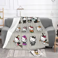 Official Hello Kitty Halloween Ghost Blankets Flannel Vintage Warm Throw Blankets for Bedspread Spring/Autumn 2