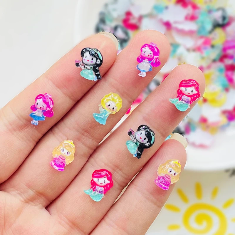50 Pcs Cute Resin Mini Cartoon Princess Series Flat Back Stone Figurines DIY Wedding Scrapbook Manicure Hairpin Accessories simulation stones decor accessories,resin hairpin accessories,resin nail art crafts,resin jewelry accessories,resin flower embellishments