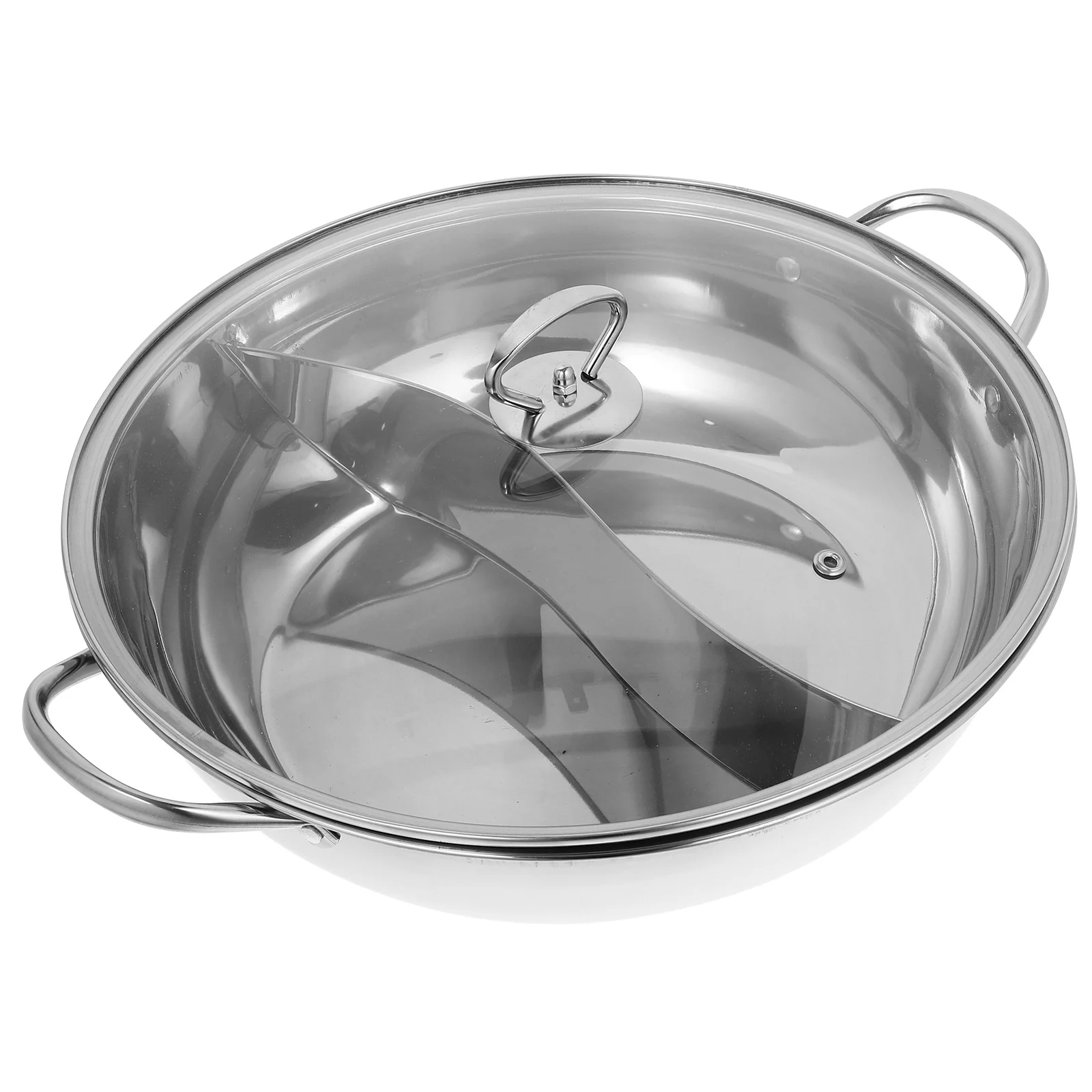 

Kitchen Cooking Pot Pots With Glass Lid Hot Hotpot Stainless Steel Stock Restaurant Soup Divider Pan