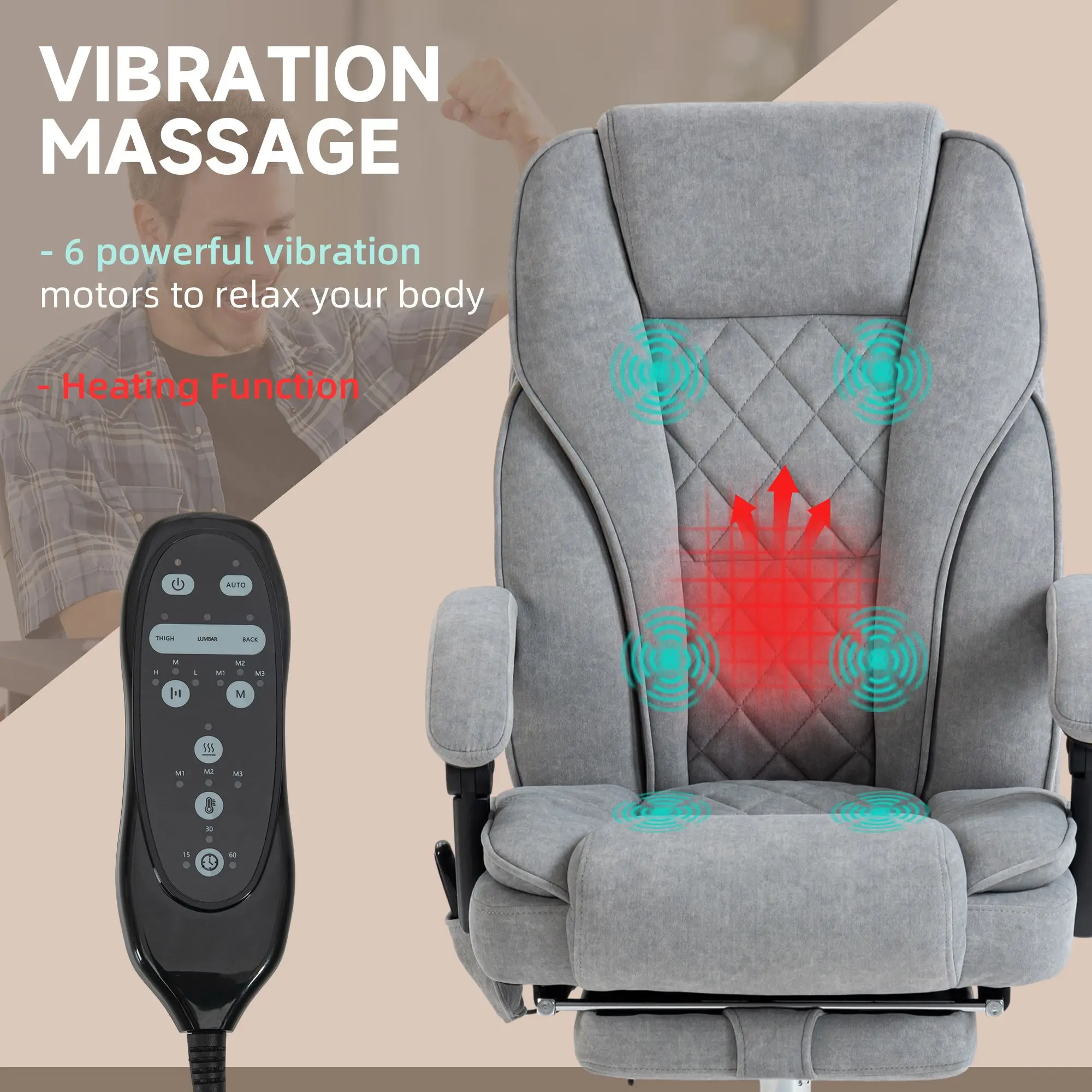 Heated Massage Office Chair – Reclining Computer Chair with Footrest 4