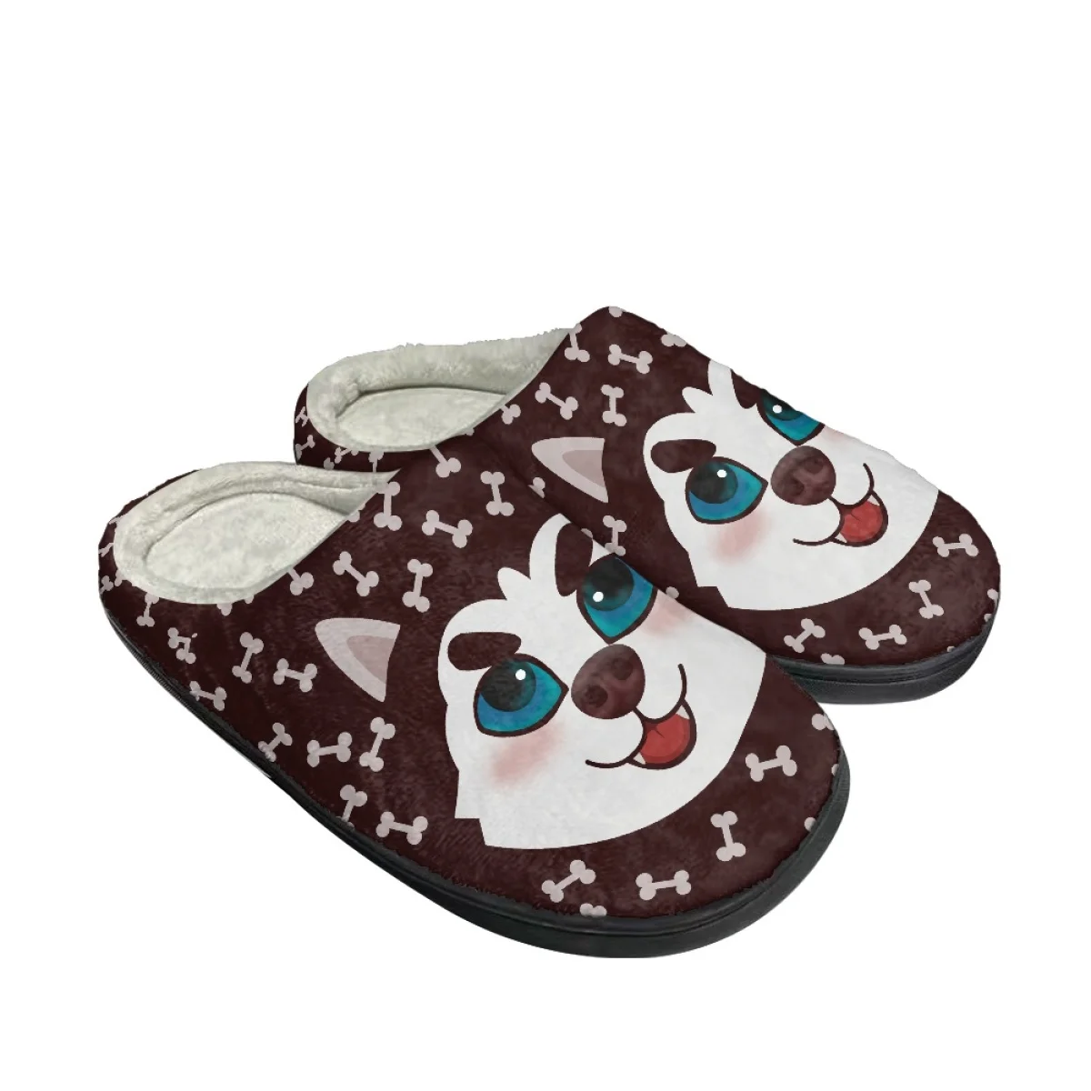 Cartoon Dog Design Women Home Slippers Indoor Flats Couple Cotton Slipper Autumn Winter Warm Cozy Men's Footwear Print On Design
