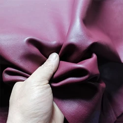 Premium Sheepskin Real Leather Fabric in Assorted Colors - 15x20cm (Wine red)