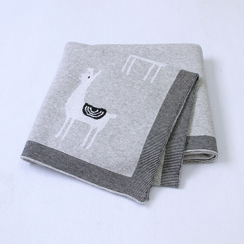 Baby Blanket Cotton Knitted Newborn Girls Boys Bed Quilt 100*80CM Infant Stroller Swaddle Cute Alpaca Plaid Crib Warm Sleepsack