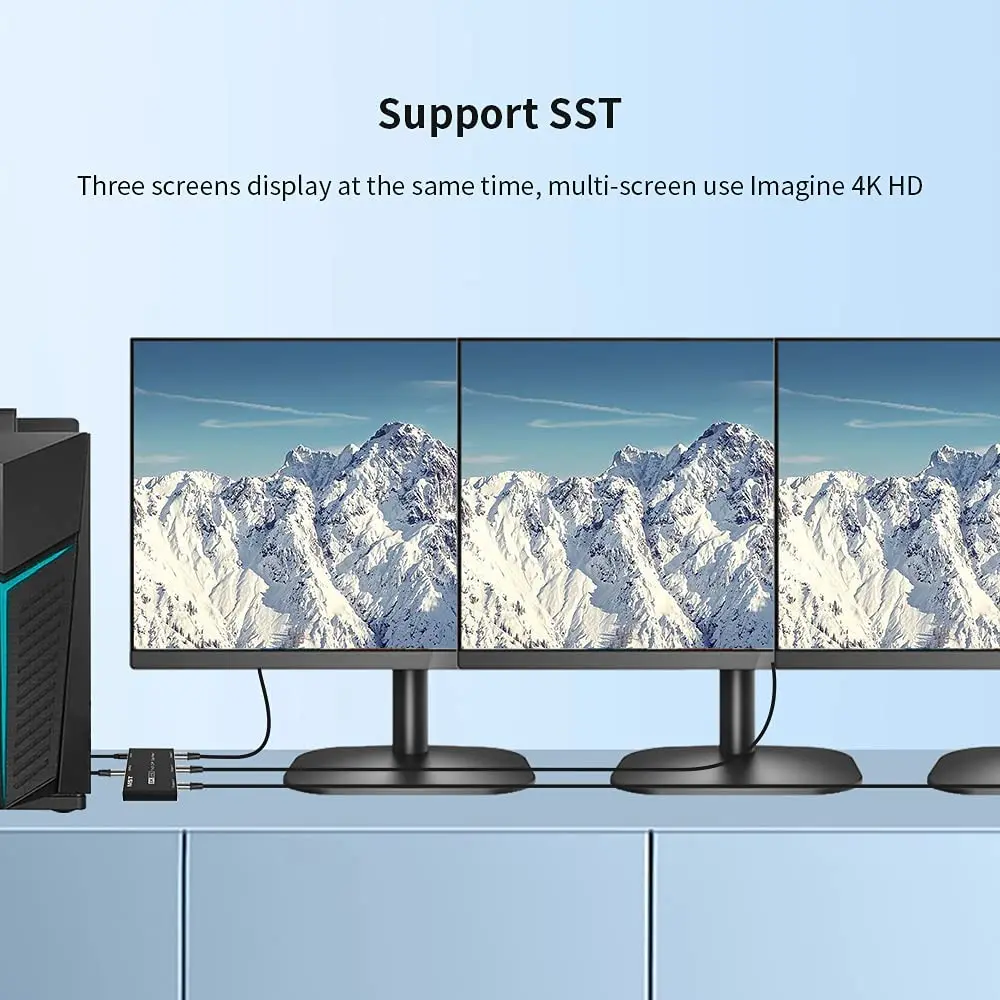 MST DisplayPort splitter 1 in 3 out 8K@30Hz 4K@144Hz DP 1.4 splitter SST hub adapter for 3 Ultra HD DisplayPort