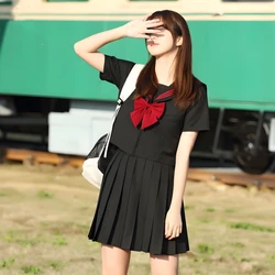 Black Basic JK  Red Three Lines School Uniform Girl Sailor Suits Pleated Skirt Japanese Style Clothes Anime COS Costumes Women